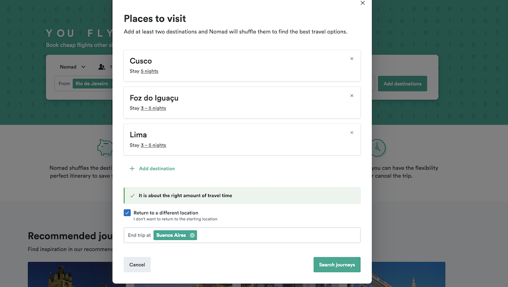 Using Kiwi Nomad - Adding places you would like to visit. Returning a different location.