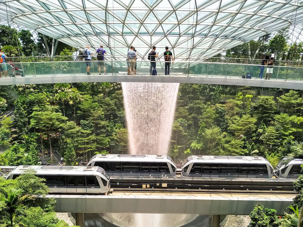Rain Vortex Indoor Waterfall in Singapore