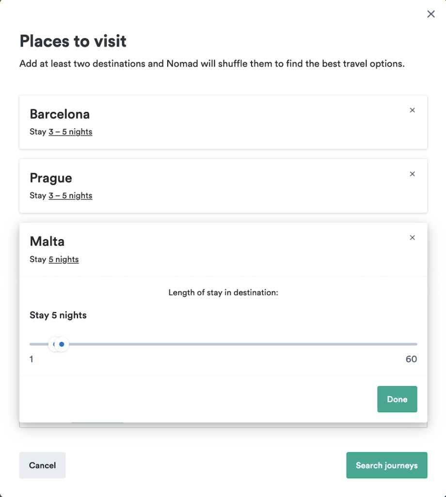 Set the length of your stay