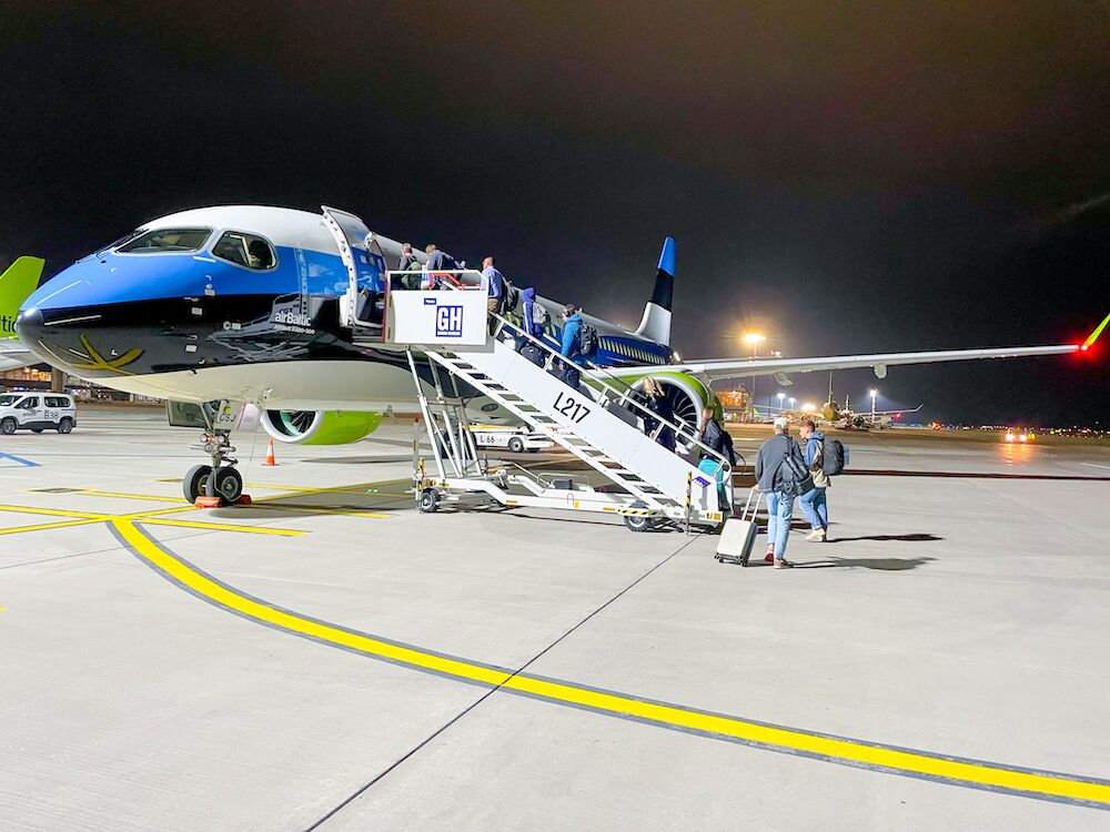 airBaltic plane on tarmac in Riga Airport-1000x750