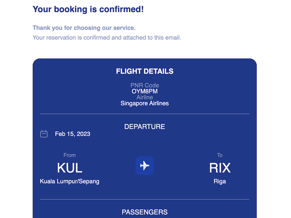 Onward ticket reservation