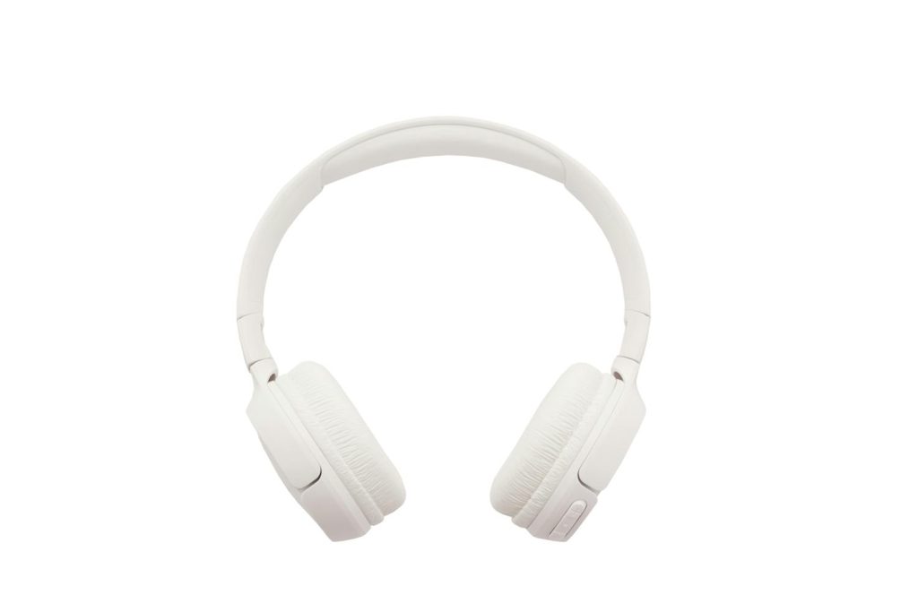White headphones on white background