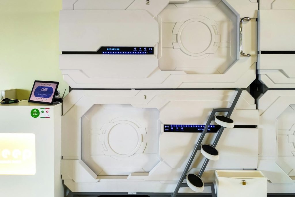 Capsule hotel at an airport