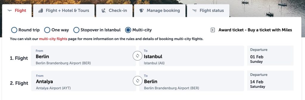 Booking open jaw flights on Turkish Airlines