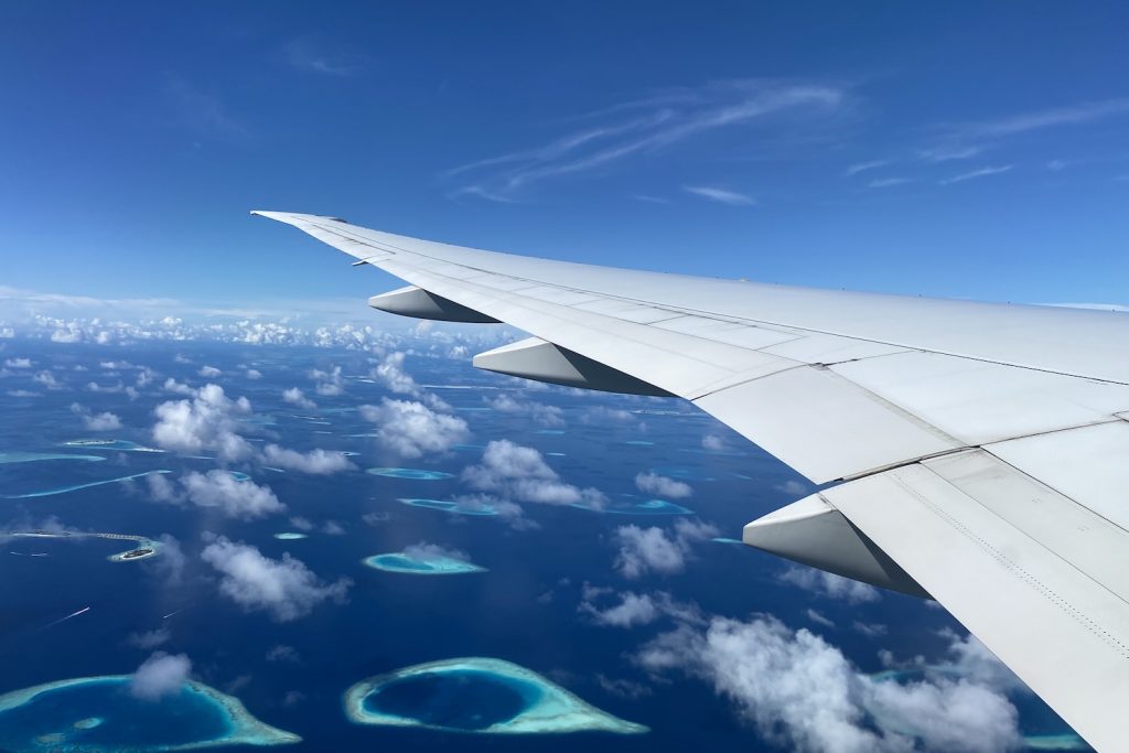 View from the plane of the Maldives